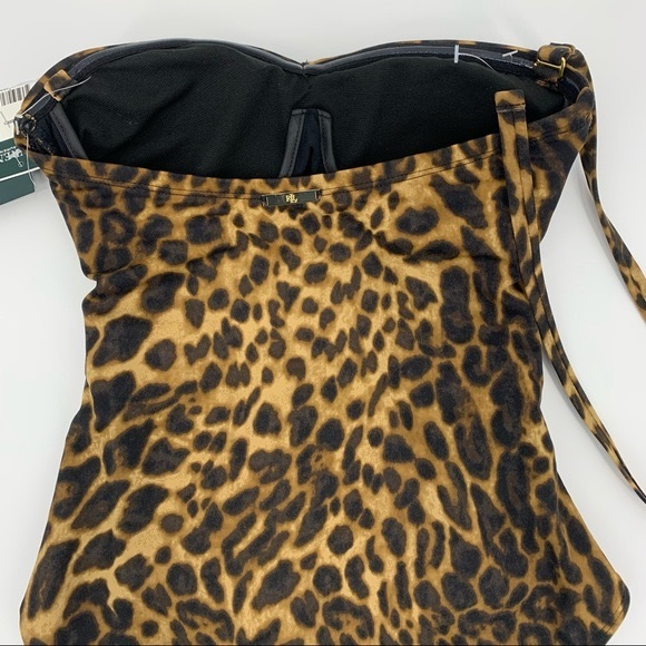 NWT Ralph Lauren Ocelot Twist Front Leopard Print One-Piece Swimsuit Siz… - Picture 7 of 11